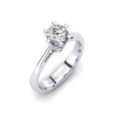 Gabriano Lily 6 tırnaklı tektaş yüzük; GIA-HRD sertifikalı yuvarlak pırlanta ve beyaz altın montürün üstten görünüşü